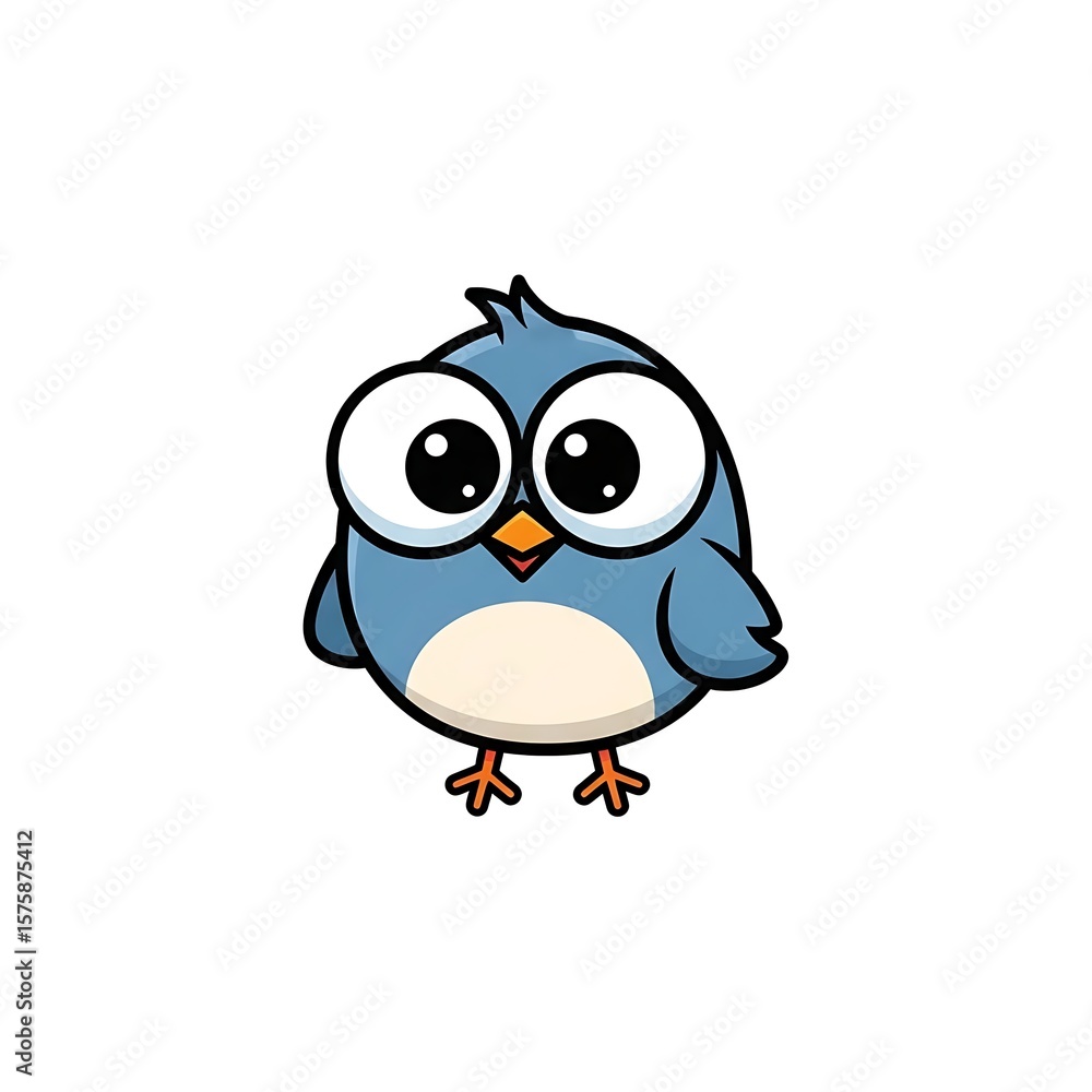 Obraz premium Cartoon bird illustration cute blue bird vector image adorable bird graphic design art