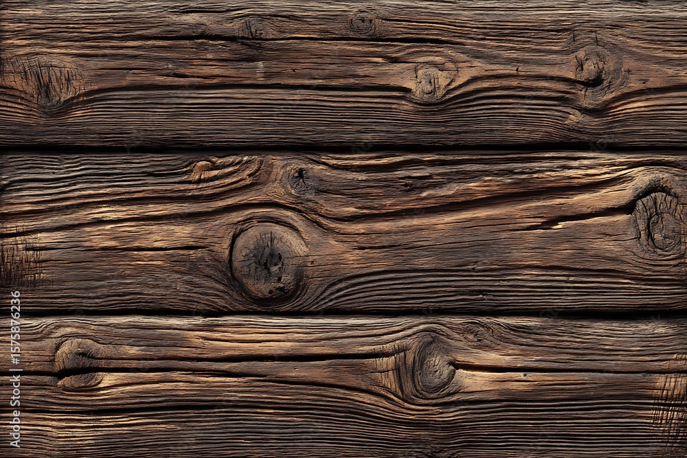 Naklejka premium Dark Brown Rustic Wooden Planks Texture Background, Weathered Timber Surface