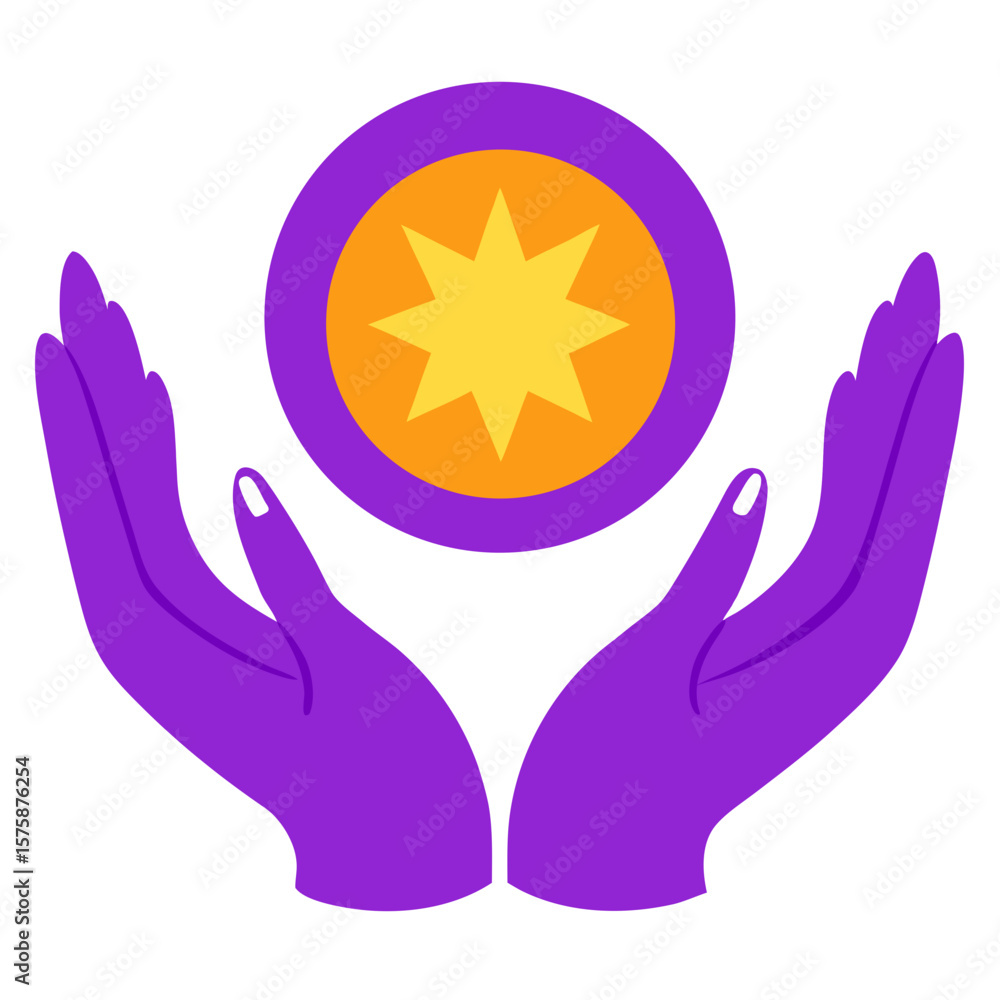 Fototapeta premium a pair of vibrant purple hands gently cradling