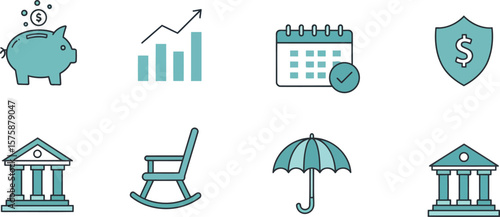 Financial Planning and Retirement Icon Set