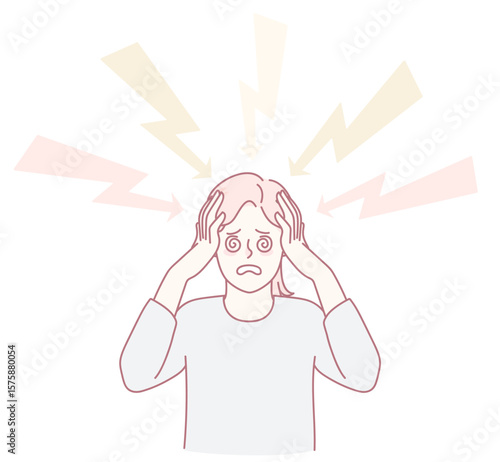 This is a visual representation of stress, illustrating a person who is experiencing a severe headache