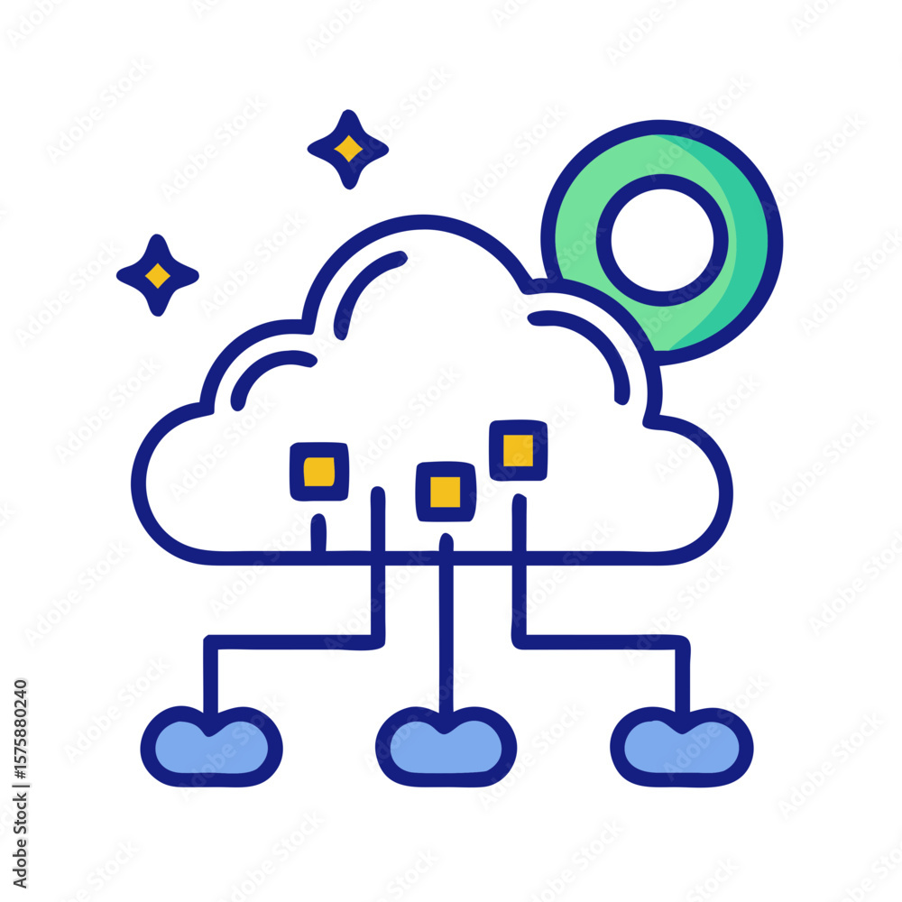 Cloud connected to nodes, symbolizing cloud infrastructure, networking, data access and digital systems
Cloud connected to nodes, symbolizing cloud infrastructure, networking, data access and digital systems