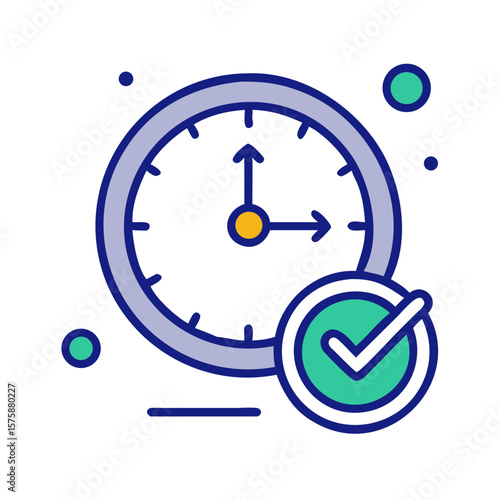 Clock with a checkmark, symbolizing effective time management, scheduling, deadlines and productivity
