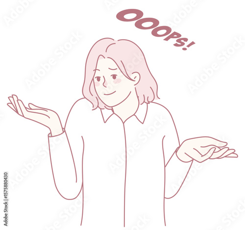 An illustration depicting a person shrugging, which expresses a lighthearted or carefree oops feeling