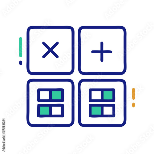 Calculator interface with mathematical symbols, representing digital calculation, arithmetic operations, school learning and numeric entry, no background
