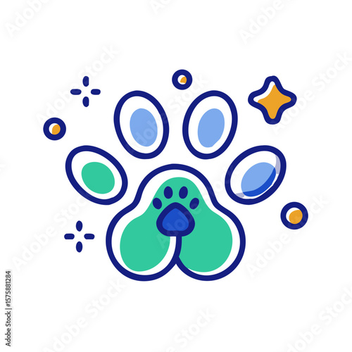 Wallpaper Mural Flat icon of paw print with stars and circles, representing animal branding, pet identity, decorative symbol and wildlife mark, no background
 Torontodigital.ca