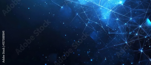 Abstract Blue Network with Glowing Points