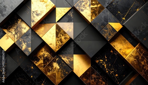 Geometric abstract pattern, gold and black