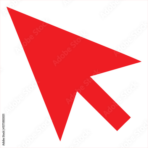 A vibrant red computer mouse cursor arrow pointing to the upper left, isolated on a plain white background, representing digital interaction and selection