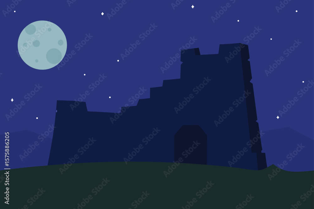 Fototapeta premium night city with moon