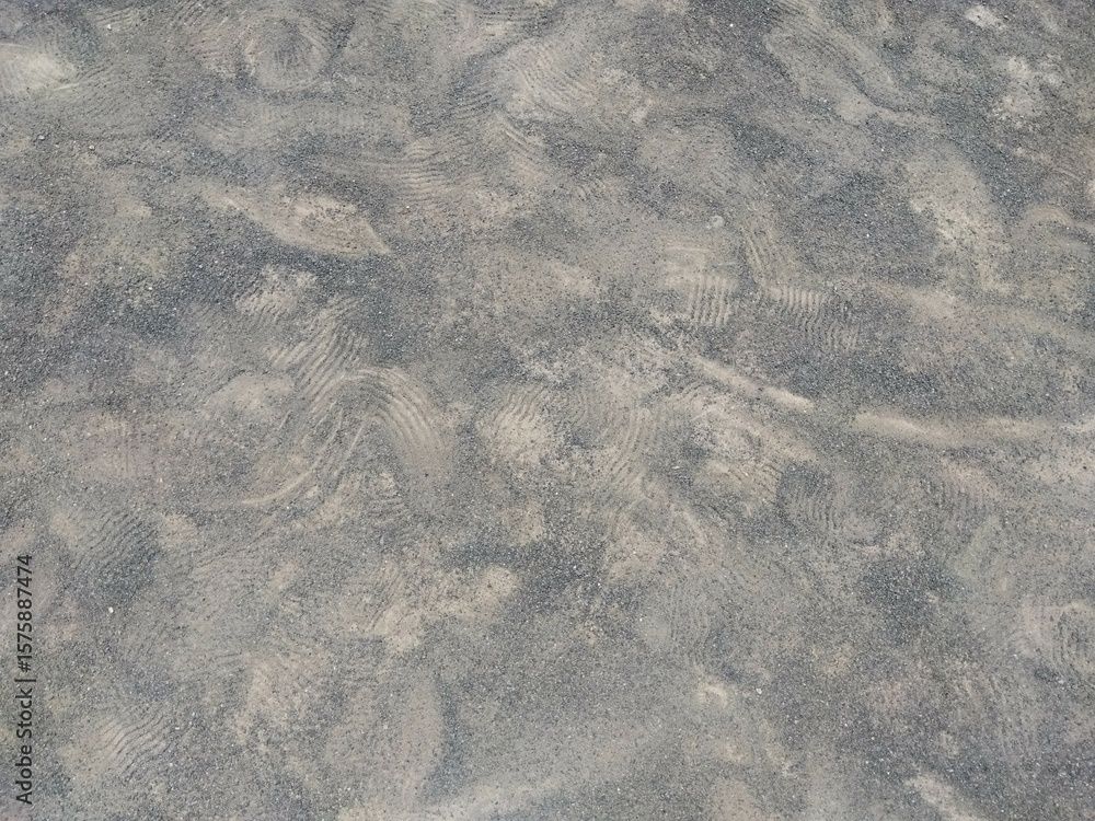 Naklejka premium 夏の公園の砂利の庭に残る遊んだ子供たちの足跡