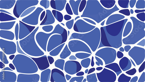 Abstract blue mosaic pattern with irregular shapes and white lines creating a stained glass effect