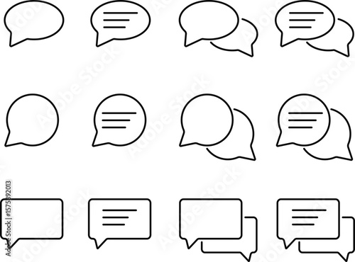 Line chat icons set. Online communication symbol. Chatting icons. Web chat sign. Trendy message symbol. Contact information icons.  Social media message
