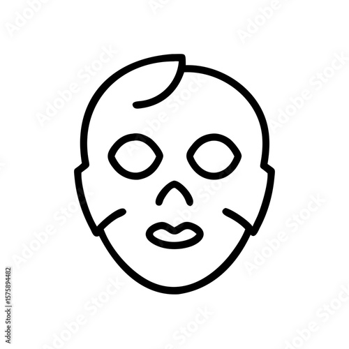 Line art outline of skincare face mask with cutouts
