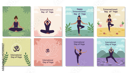 International Day of Yoga Wellness Vector Collection