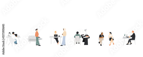 Office concept. Different people working. Modern design.