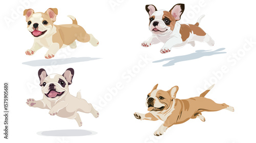 Adorable happy puppy jumping with joy and energy, looking playful and full of life in a dynamic motion pose, capturing the essence of youthful spirit, pet love, and cheerful moments—ideal for themes 