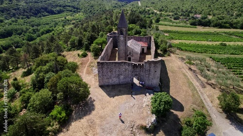 Holy Trinity Church in Slovenia, village of Hrastovlje, old historical catholic church, beatiful nature
