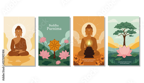 Buddha Purnima Enlightenment and Peace Vector Art