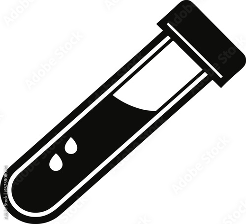 Black and White Blood Sample Tube Icon