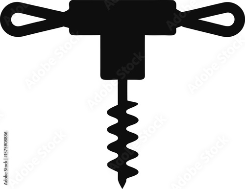 Monochrome Corkscrew Bottle Opener Icon