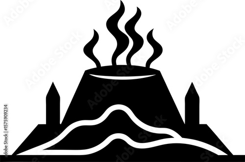 Geothermal Energy Source Icon Black and White