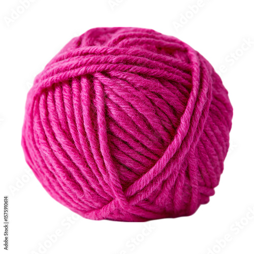 Deep pink yarn ball on transparent background