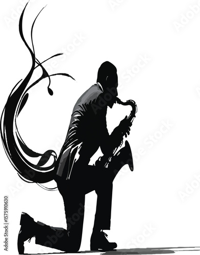 Title: Jazzy Saxophonist Silhouette

