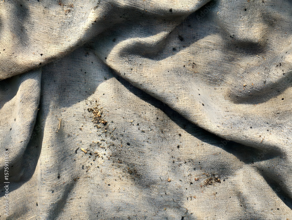 Obraz premium Detailed Closeup of Wrinkled Dirty Burlap Fabric Texture