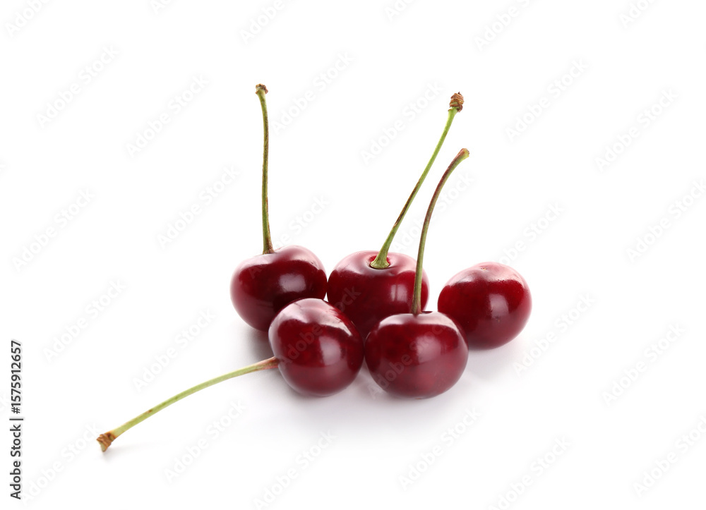 Many fresh ripe cherries isolated on white Many fresh ripe cherries isolated on white