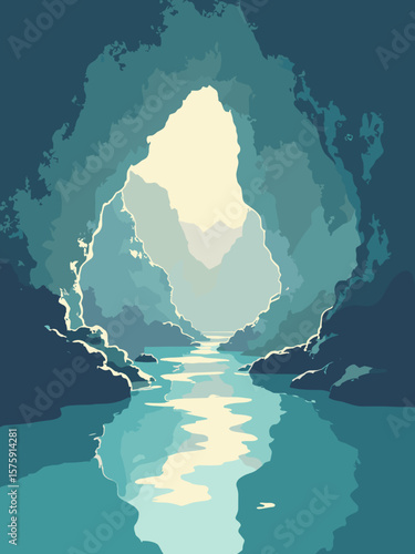 Marble Caves, Chile – swirling marble caverns in teal, cream, cobalt blue reflections, and shadowy gray walls