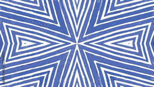 Abstract geometrical pattern with blue and white radiating lines forming star shapes design artful image