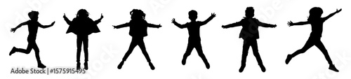 Children silhouettes Editable vector 