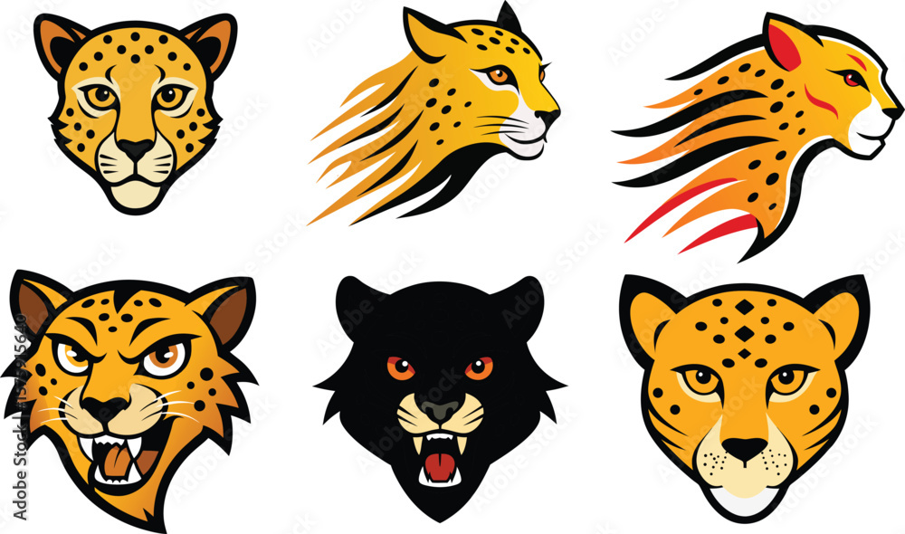 Obraz premium Cheetah Head Color Vector Illustration