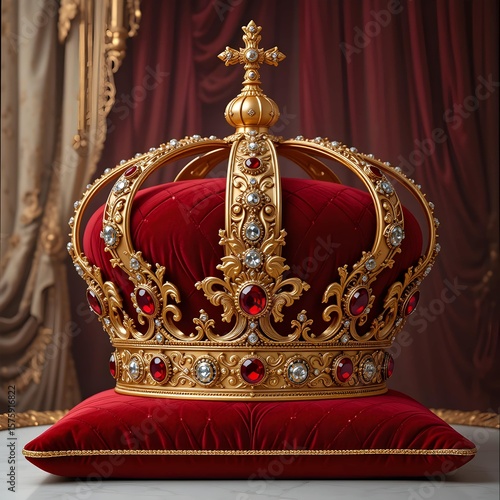 golden crown on red background