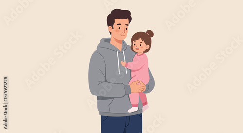 Joyful Bonding: A tender moment captured as a father cradles his daughter, embodying the warmth of familial love and the gentle care of parenthood.