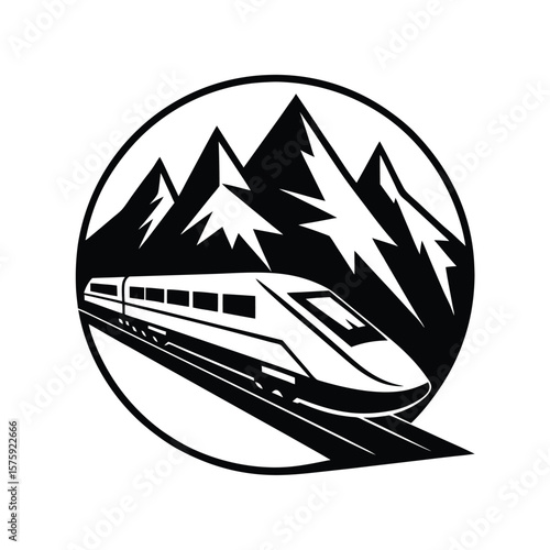 Bullet Train Cutting Through Snowy Mountain