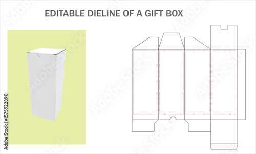 White gift box template and packaging design dieline
