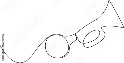 Continuous one line rubber horn illustration hand drawn outline vector, 