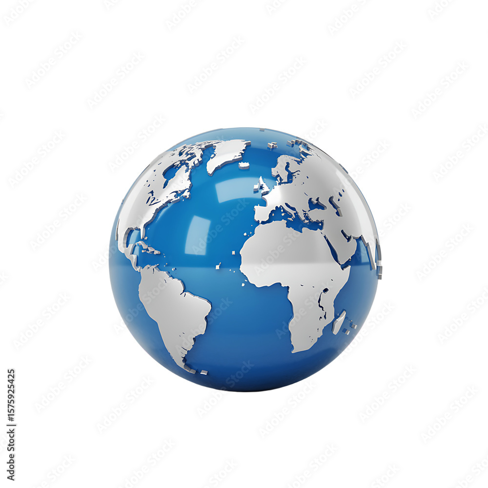 Fototapeta premium 3 D Rendered Globe Earth with Blue Oceans and White Continents Isolated on Black Background