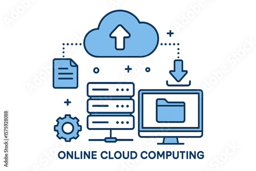 Cloud Computing Data Center Web Hosting Service Database Document File Storage Upload Download Management File Transfer Online Backup Network Technology Concept