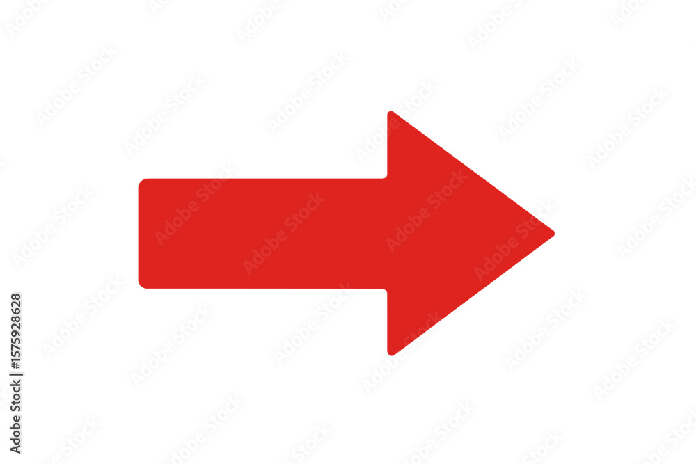 Bold Red Right Arrow Symbol. Simple Directional Pointer Icon. Navigation, Forward, Move, Next Step, Progress, Indicator. Minimalist Vector Illustration. Isolated on White Background Bold Red Right Arrow Symbol. Simple Directional Pointer Icon. Navigation, Forward, Move, Next Step, Progress, Indicator. Minimalist Vector Illustration. Isolated on White Background