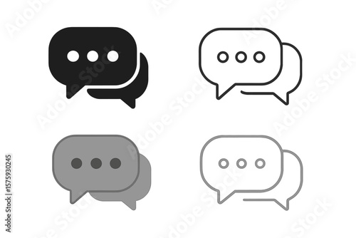 Chat Message Bubbles Icon Set. Communication, Conversation, Dialog, SMS, Notification, Web, Online Messaging, Group Chat, Speech Bubble, Social Media, Mobile App, Vector Illustration