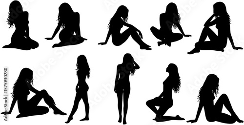 Sexy female silhouette isolated on white
