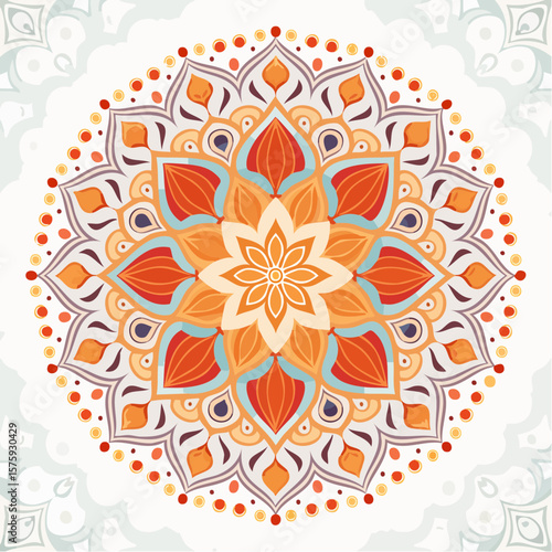 Ornate Warm-toned Mandala Design:  Intricate Floral Pattern,  Serene and Spiritual Vibe,  Perfect for Yoga, Meditation, or Wellness Branding.