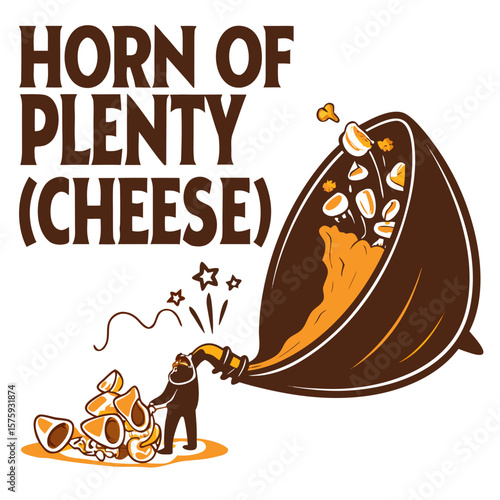 Cheese-filled horn of plenty being poured
