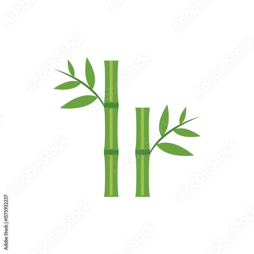 The image features two green bamboo stalks with fresh green leaves branching out. The bamboo is illustrated in a clean, minimalistic style, often associated with Asian culture, zen aesthetics, and nat