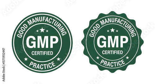 GMP Good Manufacturing Practice Certified Stamp Set | Quality Assurance Badges for Product Certification, Compliance and Safety