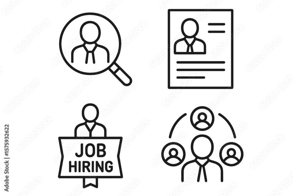Recruitment and Headhunting Line Icons Set – Job Hiring, Resume, Candidate Search, HR, Business, Employment, Career, Recruitment Agency, Web and Mobile App Design Recruitment and Headhunting Line Icons Set – Job Hiring, Resume, Candidate Search, HR, Business, Employment, Career, Recruitment Agency, Web and Mobile App Design