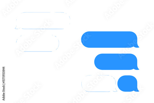 Smartphone Messenger Chat Bubbles Vector. Blank Blue and White Speech Bubbles. Text Message Template. Social Media, Mobile App, Communication, SMS, Conversation, UI Design, Transparent Background